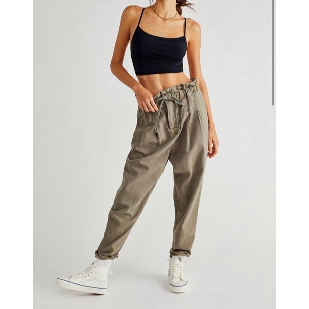 Free People Margate Paperbag Waist Tapered Pants Large High Rise Drawstring